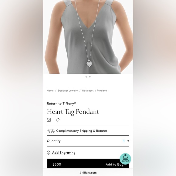 ❤️ Authentic Silver Return to Tiffany & Co. Heart Pendant Charm on 34” Chain ❤️ - Picture 9 of 10